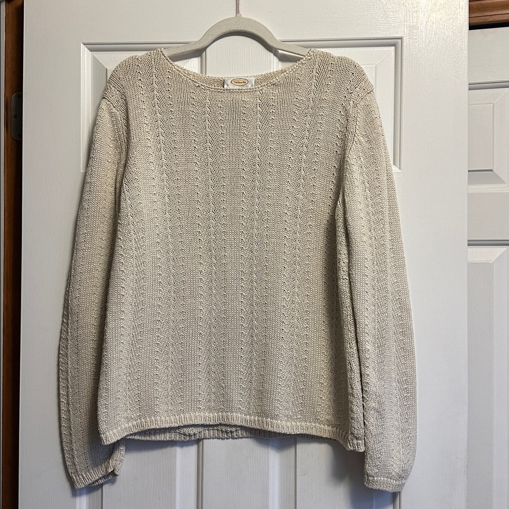 Talbots Cream  100% Cotton Sweater XL Classic Knit